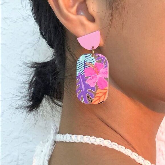 5/$25 MULTICOLOR FLORAL DANGLES - Picture 1 of 6
